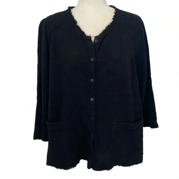 Logo Lori Goldstein Womens Beach To Street Black Blouse - Picture 1 of 7